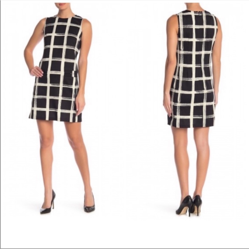 New Eliza J Size 2 Black, White Sleeveless Shift Dress
